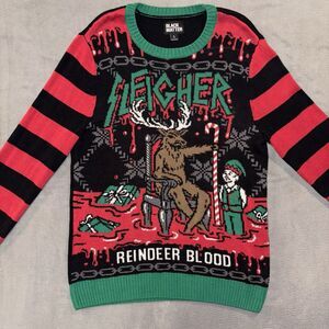 Ugly Christmas Sweater Size Large Knit Black Matter Sleigher Dark Humor Adult